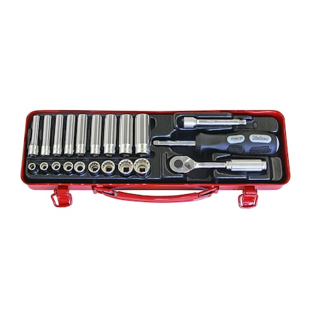 Socket Set 12 Point 21 Pieces 1/4 Sq. Drive